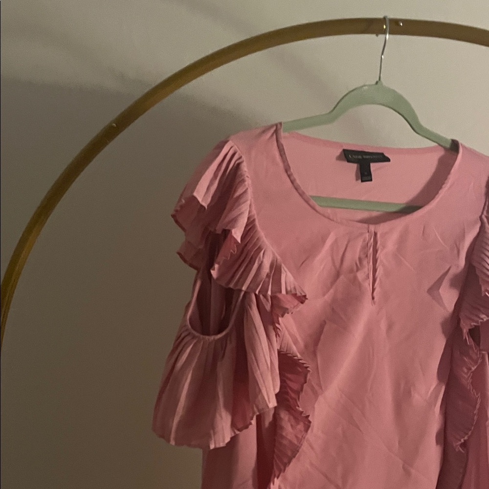 Lane Bryant Pink Ruffle Blouse - Picture 4 of 7